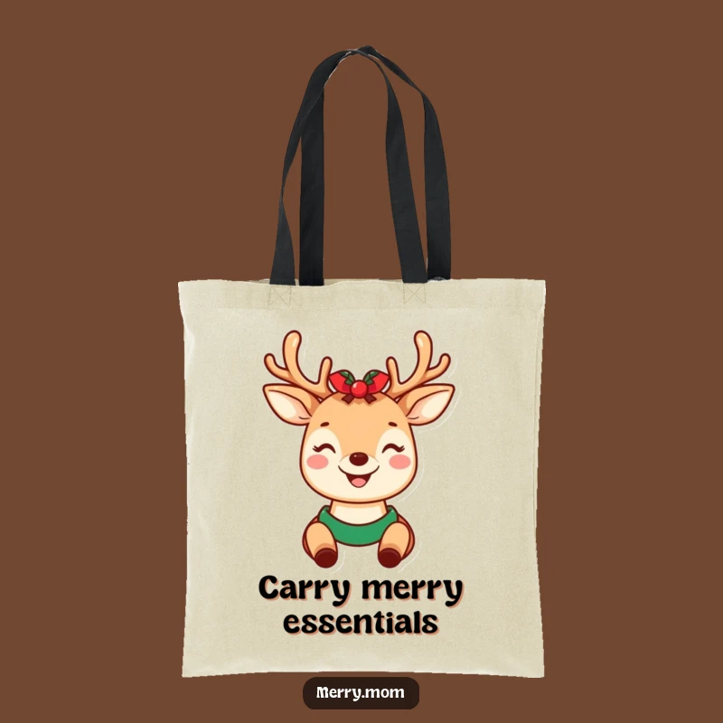 Funny Tote Bag: Kawaii Deer Mom Holiday Antlers - Stylish & Cute Gift