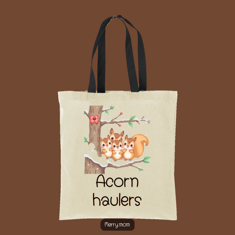 Funny Tote Bag: Kawaii Squirrel Family Snow Branch - Cute & Practical Gift